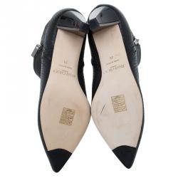 مملوكة مسبقًا Jimmy Choo Black Python Embossed Leather Lowry Ankle Boots Size 38