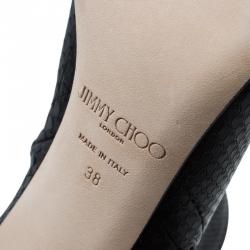مملوكة مسبقًا Jimmy Choo Black Python Embossed Leather Lowry Ankle Boots Size 38