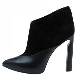 Pre Owned Jimmy Choo Black Leather and Suede Diad Ankle Boots Size 40