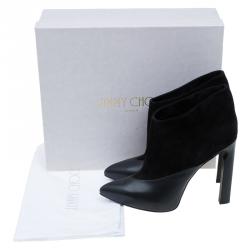 Pre Owned Jimmy Choo Black Leather and Suede Diad Ankle Boots Size 40