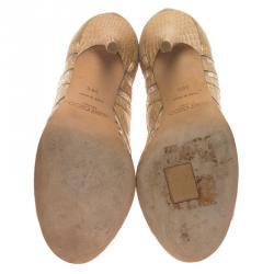 مملوكة مسبقًا Jimmy Choo Beige Mesh and Python Nexus Ankle Boots Size 38.5