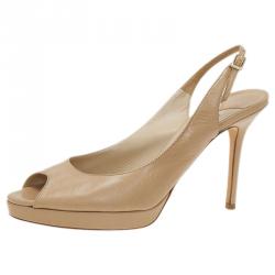 Pre Owned Jimmy Choo Beige Leather Nova Slingback Sandals Size 38