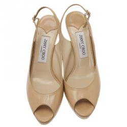 Pre Owned Jimmy Choo Beige Leather Nova Slingback Sandals Size 38