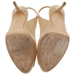 Pre Owned Jimmy Choo Beige Leather Nova Slingback Sandals Size 38