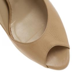 Pre Owned Jimmy Choo Beige Leather Nova Slingback Sandals Size 38