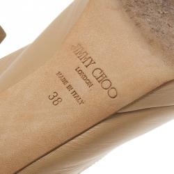 Pre Owned Jimmy Choo Beige Leather Nova Slingback Sandals Size 38