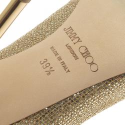 Pre Owned Jimmy Choo Gold Glitter Fabric and Leather Abel Pumps Size 39.5