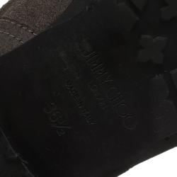 Pre Owned Jimmy Choo Grey Suede Youth Biker Boots Size 36.5