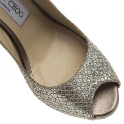 Pre Owned صندل جيمي تشو فيتا جلد لاميه ميتاليك بفتحة كعب ونعل سميك مقاس 39