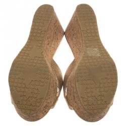 مملوكة مسبقًا صندل سلايد جيمي تشو بريما نعل روكي فيلين قماش غليتر ذهبي مقاس 38.5