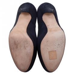 Pre Owned Jimmy Choo Blue Suede Cosmic Platform Pumps Size 38.5
