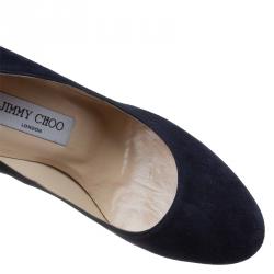 Pre Owned Jimmy Choo Blue Suede Cosmic Platform Pumps Size 38.5