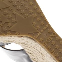 مملوكة مسبقًا Jimmy Choo Black Patent Patriot Espadrille Wedge Sandals Size 38