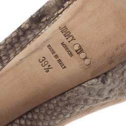 مملوكة مسبقًا Jimmy Choo Beige Python and Suede Tami Peep Toe Ankle Strap Pumps Size 39.5