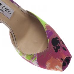 Pre Owned Jimmy Choo Floral Satin Lola Ankle Strap Platform Sandals 39.5