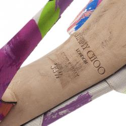 Pre Owned Jimmy Choo Floral Satin Lola Ankle Strap Platform Sandals 39.5