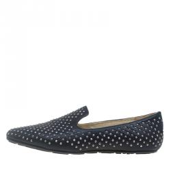 Pre Owned Jimmy Choo Black Studded Leather Wheel Smoking Slippers Size 36.5