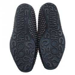 Pre Owned Jimmy Choo Black Studded Leather Wheel Smoking Slippers Size 36.5