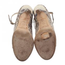 مملوكة مسبقًا Jimmy Choo Python Embossed Lace Up Strappy Sandals Size 37.5