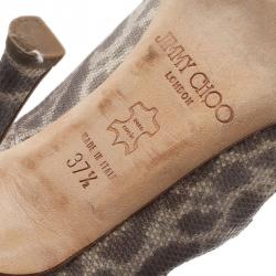 مملوكة مسبقًا Jimmy Choo Python Embossed Lace Up Strappy Sandals Size 37.5