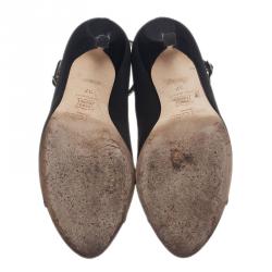 Pre Owned Jimmy Choo Black Embellished Satin Ankle Strap Pumps Size 37