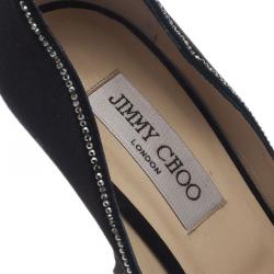 Pre Owned Jimmy Choo Black Embellished Satin Ankle Strap Pumps Size 37