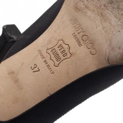 Pre Owned Jimmy Choo Black Embellished Satin Ankle Strap Pumps Size 37