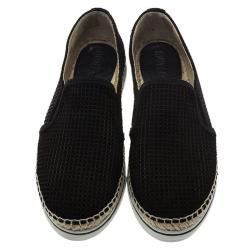 Pre Owned Jimmy Choo Black Cubed Suede Dawn Slip On Espadrille Sneakers Size 37