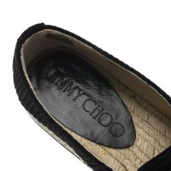 Pre Owned Jimmy Choo Black Cubed Suede Dawn Slip On Espadrille Sneakers Size 37