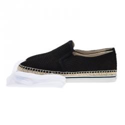 Pre Owned Jimmy Choo Black Cubed Suede Dawn Slip On Espadrille Sneakers Size 37