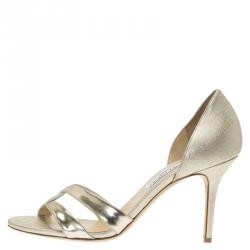 Pre Owned Jimmy Choo Gold Leather Tocsin D'orsay Pumps Size 41