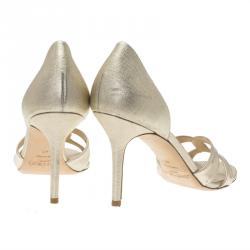 Pre Owned Jimmy Choo Gold Leather Tocsin D'orsay Pumps Size 41