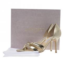 Pre Owned Jimmy Choo Gold Leather Tocsin D'orsay Pumps Size 41
