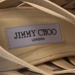 Pre Owned Jimmy Choo Blush Pink Leather Strappy Back Zip Sandals Size 39.5