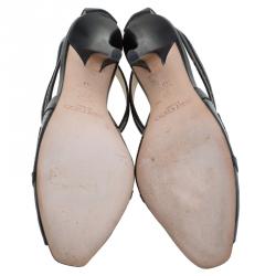 Pre Owned Jimmy Choo Black Leather Cross Strap Sandals Size 37