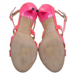 Pre Owned Jimmy Choo Pink Patent Louise Strappy Sandals Size 35