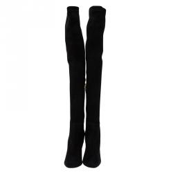 Pre Owned بوت فوق الركبة جيمي تشو توني سويدي أسود مقاس 35.5