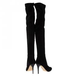 Pre Owned بوت فوق الركبة جيمي تشو توني سويدي أسود مقاس 35.5