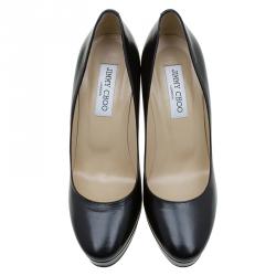 Pre Owned Jimmy Choo Black Leather Eros Platform Pumps Size 39