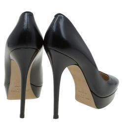 Pre Owned Jimmy Choo Black Leather Eros Platform Pumps Size 39