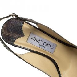 Pre Owned صندل جيمي تشو بيرل كعب ومقدمة مفتوحين جلد الثعبان مقاس 36