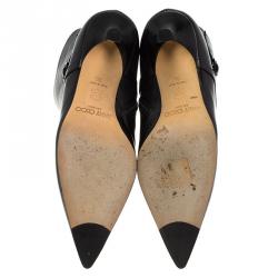 مملوكة مسبقًا Jimmy Choo Black Leather Arena Pointed Toe Ankle Boots Size 36