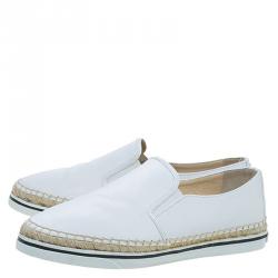 Pre Owned Jimmy Choo White Wet Look Canvas Dawn Slip On Espadrille Sneakers Size 40