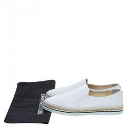 Pre Owned Jimmy Choo White Wet Look Canvas Dawn Slip On Espadrille Sneakers Size 40