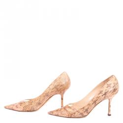 Jimmy Choo Beige Python Cutout Pointed Toe Pumps Size 39