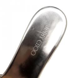 Pre Owned صندل سلايد جيمي تشو بيرفيوم جلد بني نقشة الثعبان كعب روكي فينيل مقاس 39