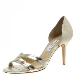Pre Owned Jimmy Choo Gold Metallic Leather Tocsin D'orsay Pumps Size 41