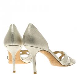 Pre Owned Jimmy Choo Gold Metallic Leather Tocsin D'orsay Pumps Size 41