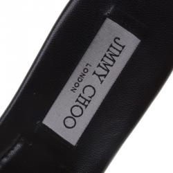 Pre Owned Jimmy Choo Black Leather Neave Floral Appliqué Slides Size 40