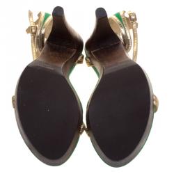 مملوكة مسبقًا صندل جيمي تشو بفتحة كعب شريط T جلد وسويدي لونين مقاس 38